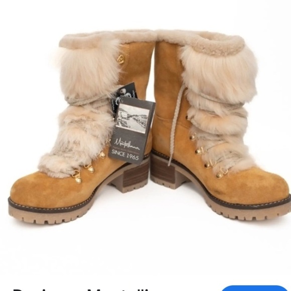 NWT Montelliana BOOTS Mutton Shearling 40/9 (run 1/2 size small, so fits 8.5) - Picture 1 of 6